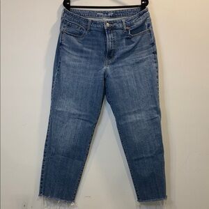 Old Navy High-Rise Frayed Hem Blue Jeans